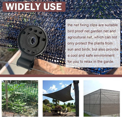 50Pcs Shade Cloth Clips, Plastic Shade & Bird Net Fastening Clamps | Black round heavy duty lock grip clips for shade cloth, bird netting, windproof awning & garden outdoor installation