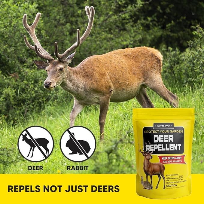 fcesiweg Deer Repellent Outdoor, Rabbit and Deer Repellent for Plants, Rabbit Repellent Outdoor, Bunny Repellent, Deer Away, Keep Deer & Rabbit Out of Yards, 90 Days Protection, 8 Packs