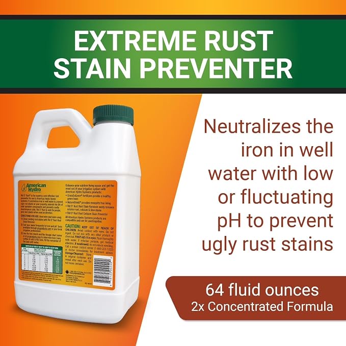 RR2 Rid O' Extreme Water Rust Stain Preventer for Irrigation Systems, 64 Fl Oz Bottle, 2 Pack