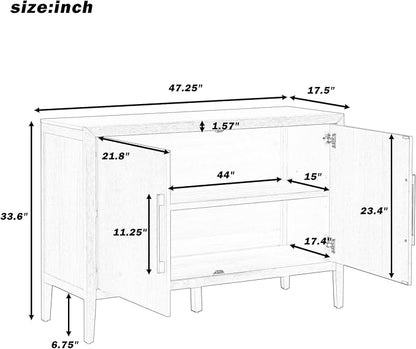 Merax Wood Farmhouse Buffet Sideboard with Metal Handles and 2 Doors, Coffee Bar Storge Cabinet Console Table for Living Room Bedroom Kitchen Hallway New Black
