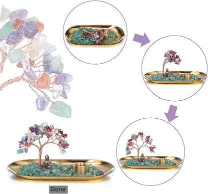 Jovivi Crystal Incense Holder for Sticks, Amethyst Healing Crystal Stone Money Tree Buddha Statue Set Incense Burner, Incense Trays for Wealth, Good Luck,Yoga Meditation Home Decor