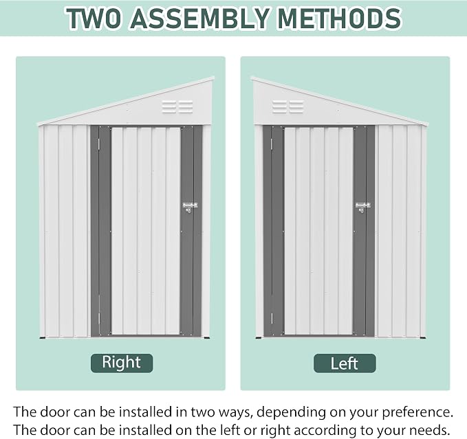 YOPTO 4x7 FT Outdoor Storage Shed,Metal Lean to Storage Shed with Reinforced Beams,All Weather Waterproof Garden Tool House W/Lockable Door and Reversible Installation,for Backyard,Patio,Lawn,White