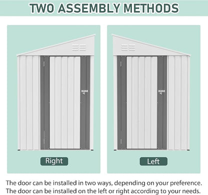 YOPTO 4x7 FT Outdoor Storage Shed,Metal Lean to Storage Shed with Reinforced Beams,All Weather Waterproof Garden Tool House W/Lockable Door and Reversible Installation,for Backyard,Patio,Lawn,White