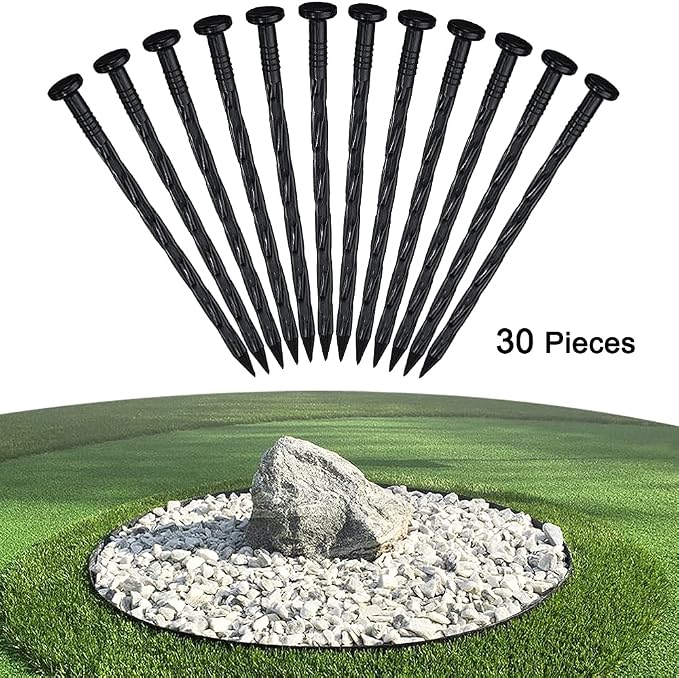 30 Pcs Spiral Landscape Anchoring Spikes, 8 Inch Landscaping Fabric Edging Anchoring Stakes Plastic Edging Nails Nylon Garden Lawn Yard Spikes