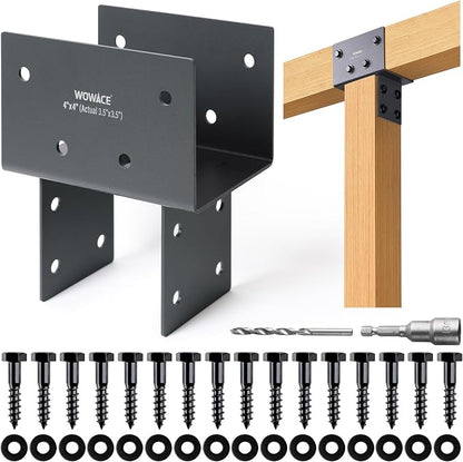 1pc 4x4 (Actual 3.5"x3.5") Post Cap Tie Bracket, Heavy Duty Stainless Steel Wood Beam Support Bracket. for Gazebos, Patio Decks, and Porches Wood Post to Beam Support Connection (Dark Ggray)