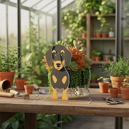 Dachshund Dog Planter Pots, 9.45 x 7.5 x 13.39 Inches | Dog Flower Pot, Cute Animal Shaped Plant Pot, Gifts for Women & Pet Lovers, Indoor Outdoor Garden Home Office Decor