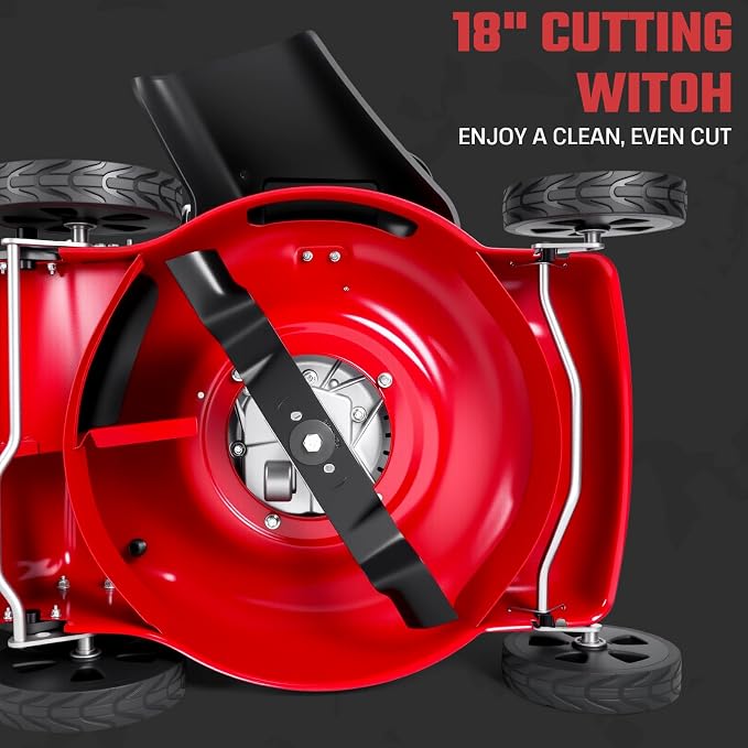 Lawn Mower Gas Powered, Gas Mower with 50l Grass Bag Big Wheels, 131cc Gas Engine 3 in 1 Mulching, Bagging & Side Discharge Self Propelled Walk-Behind Push Mower for Hills 2850RPM (Red)