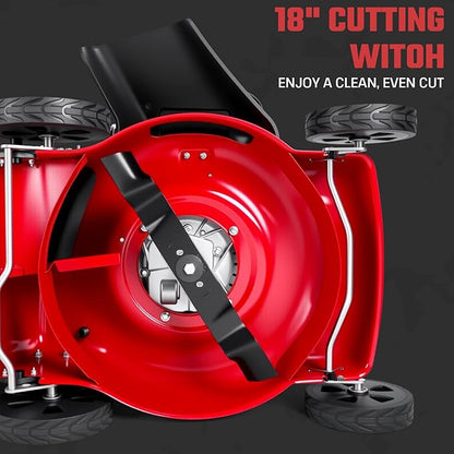 18" Self Propelled Gas Lawn Mower, 131cc DV Engine | 8 Cutting Heights | Push Walk-Behind Mower for Yard, 3-in-1 Mulching, Side Discharge & Rear Bag for Garden Landscaping