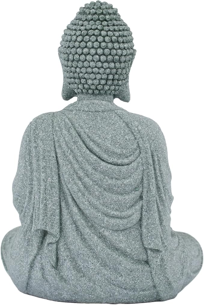 Garden Buddha Resin Stone Statue for Outdoor and Indoor Zen Decor Sandstone Effect Lawn Ornament for Home and Garden Landscaping or Meditation Space(A)