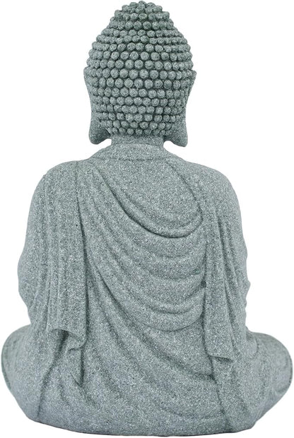 Garden Buddha Resin Stone Statue for Outdoor and Indoor Zen Decor Sandstone Effect Lawn Ornament for Home and Garden Landscaping or Meditation Space(A)