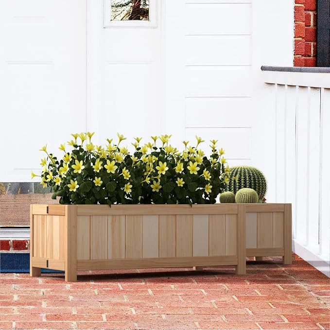 Giantex Raised Garden Bed Folding Flower Planter Vegetable Folding Planting Box for Patio Lawn Garden Backyard Elevated Outdoor Wood Planter Boxes, 27.5" Lx12 Wx10 H