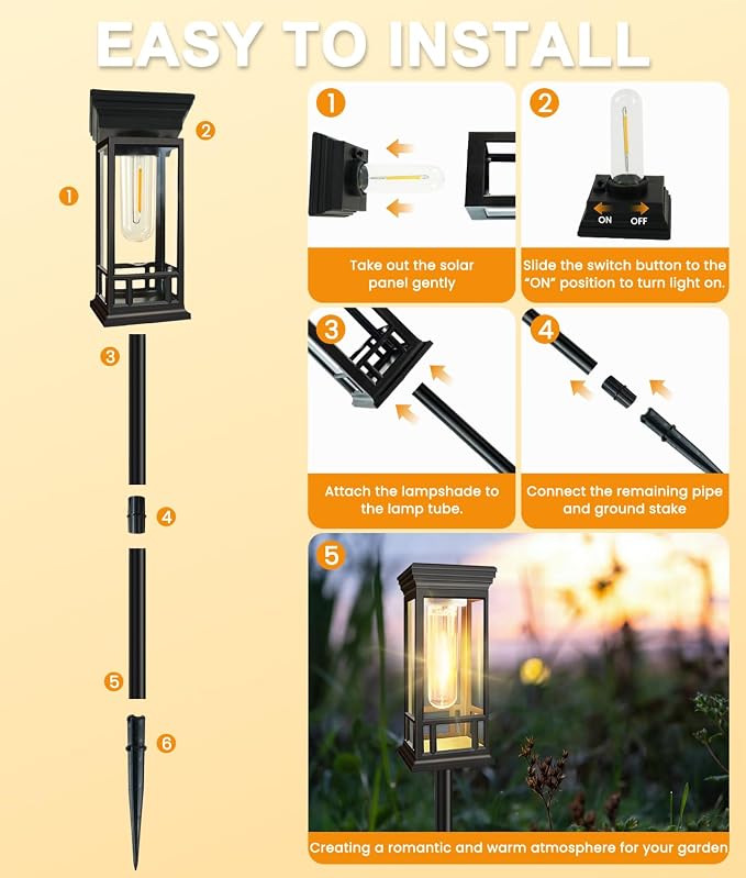 10 Pack Solar Pathway Lights Outdoor, Taller Bright Solar Path Lights Waterproof, Auto On/Off Solar Powered Garden Lights for Outside Landscape Path Yard Walkway Lawn Driveway Patio Lighting Decor