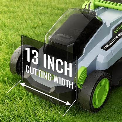 13 Inch Cordless Lawn Mower, 40V Electric Lawnmower for Garden/Patio/Yard | 2 x 20V 4.0Ah Battery, 13 inch Cutting Width, 5 Adjustable Height, 30L Grass Bag, Bagging Mode&Mulching Mode