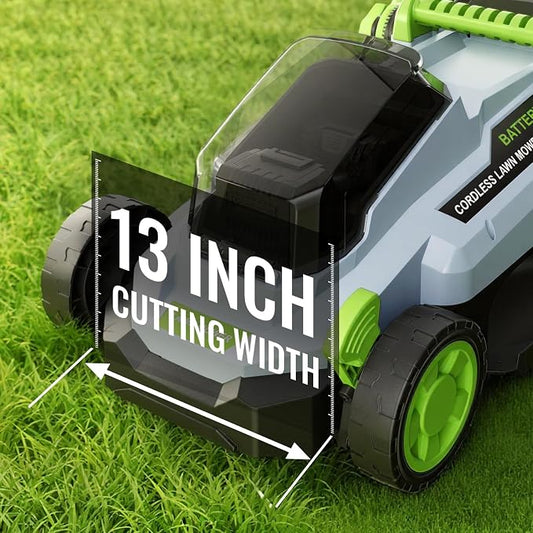 13 Inch Cordless Lawn Mower, 40V Electric Lawnmower for Garden/Patio/Yard | 2 x 20V 4.0Ah Battery, 13 inch Cutting Width, 5 Adjustable Height, 30L Grass Bag, Bagging Mode&Mulching Mode