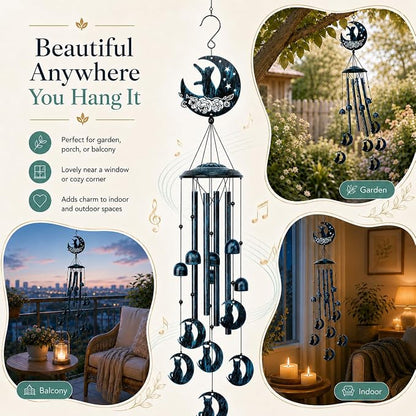 LESES Wind Chimes, Cat Memorial Wind Chime for Outside Cat Lover Gifts for Women Grandma, 35" Sympathy Wind Chimes Outdoor Clearance Home Garden Decoration Windchimes for Yard, Patio