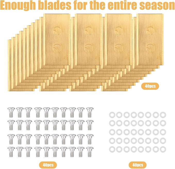40pcs Gold-Tone Replacement Blades, Stainless Steel Replacement Robotic Lawnmower Blades with Washers and Screws for Mammotion 2 AWD Luba & Yuka All Series Robot Lawn Mowers (Style 1)