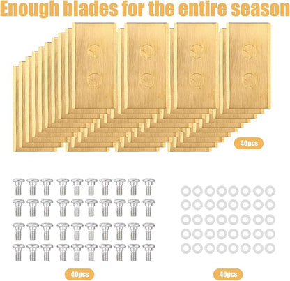 40pcs Gold-Tone Replacement Blades, Stainless Steel Replacement Robotic Lawnmower Blades with Washers and Screws for Mammotion 2 AWD Luba & Yuka All Series Robot Lawn Mowers (Style 1)