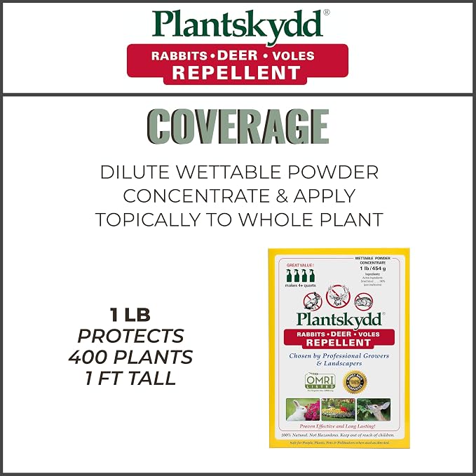 Plantskydd Animal Repellent - Repels Deer, Rabbits, Elk, Moose, Hares, Voles, Squirrels, Chipmunks and Other Herbivores; Wettable Powder Concentrate - 1 LB Box - Makes 1 Gallon Liquid (PSP-R1)