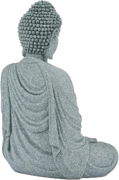 Garden Buddha Resin Stone Statue for Outdoor and Indoor Zen Decor Sandstone Effect Lawn Ornament for Home and Garden Landscaping or Meditation Space(A)