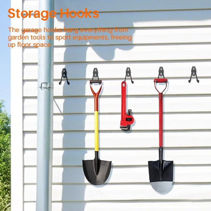 ENUODA Garage Hooks Heavy Duty Garage Storage Hooks Utility Steel Wall Mount Hanger for Hanging Garden Tools, Power Tools, Bike, Ladder, Shovel, Broom, Hose, Bulk Items, 4 Pack