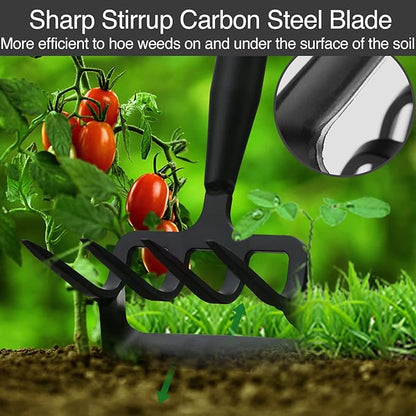 Oliynedy Stirrup Hoe Cultivator Garden Tool Heavy Duty,Scuffle Loop Action Hoe Weeding Gardening Hand Tools for Women Kids Men,Metal Weeder Scraper Garden Hoe Rake Weed Puller Long Handle 32-72