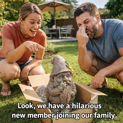 Funny Garden Gnomes Outdoor, Quirky Gnome Statue with Solar Powered for Yard Patio Lawn, Unique Gnomes Gift for Friends Garden Lovers