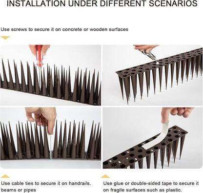 OFFO Bird Spikes Pigeon Outdoor Spikes for Cat Keep Birds Raccoon Woodpecker Away Covers 8 Feet(2.44m), Brown