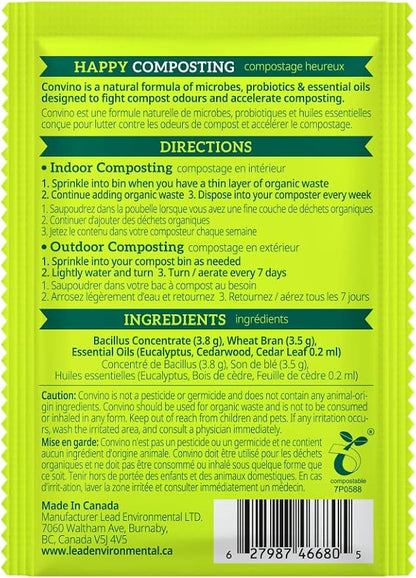 A Compost Starter/Accelerator Which Help to Reduce Kitchen Waste Odor and Convert Yard Waste to Fertile Humus for All Composting Systems. Comes in 1 Package That Contains 4 Packets Inside