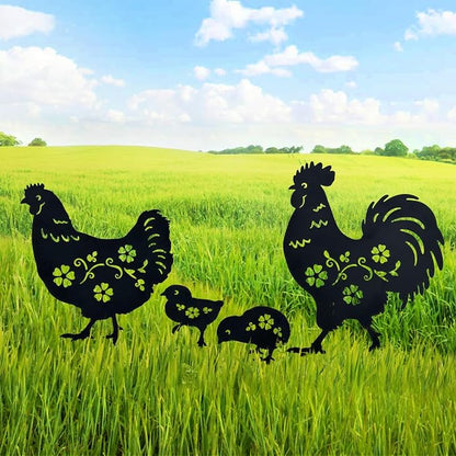 TIGGSY Chicken Metal Decorative Garden Stakes Chicken Gifts for Women/Men Chicken Lovers Gifts Silhouette Statues for Yard Art, Outside, Patio, Outdoor Decor, Garden Decorations, Lawn Ornaments