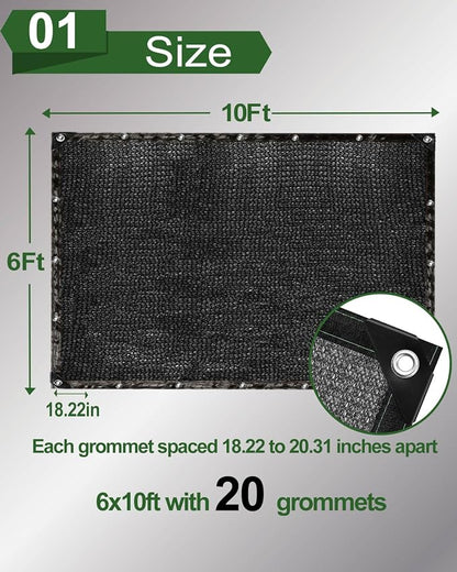 vensovo 50% Sunblock Shade Cloth Net Black Resistant - 6x10 Ft Garden Shade Mesh for Plant Cover, Greenhouse, Chicken Coop, Kennels, Tomatoes Plants