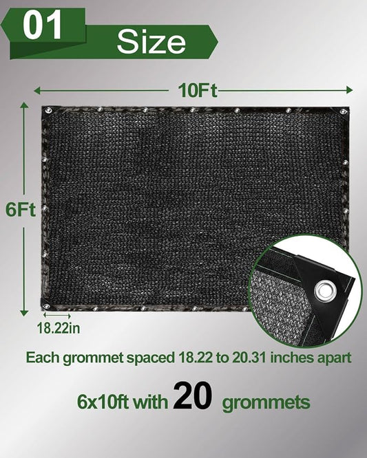 vensovo 50% Sunblock Shade Cloth Net Black Resistant - 6x10 Ft Garden Shade Mesh for Plant Cover, Greenhouse, Chicken Coop, Kennels, Tomatoes Plants