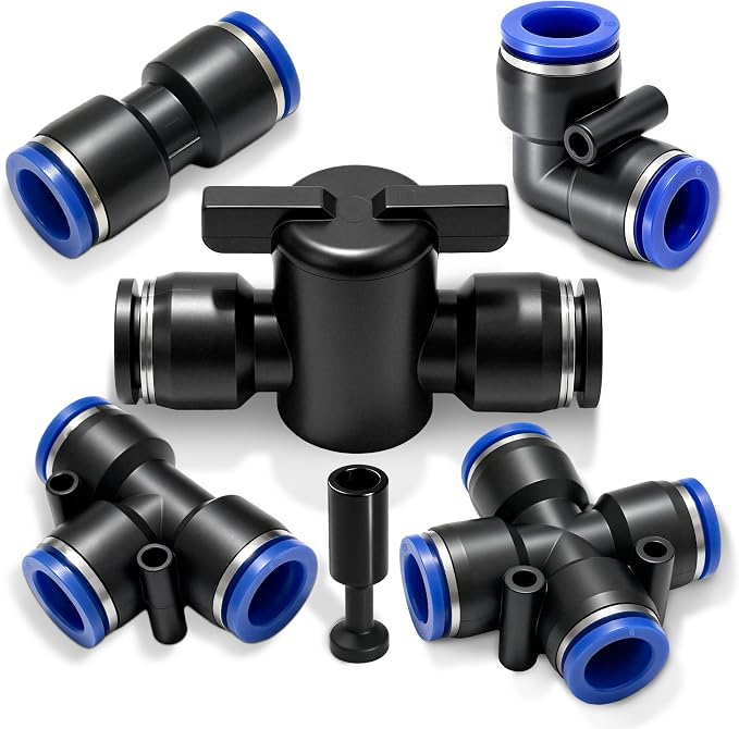 40PCS 1/4" Drip Irrigation Fittings, Quick Connect Drip System Parts | 1/4 Quick Connect Fittings Kit, Including Straight, Tee, Elbow, Cross Connectors, Valves, End Caps, DIY Garden Watering Setup