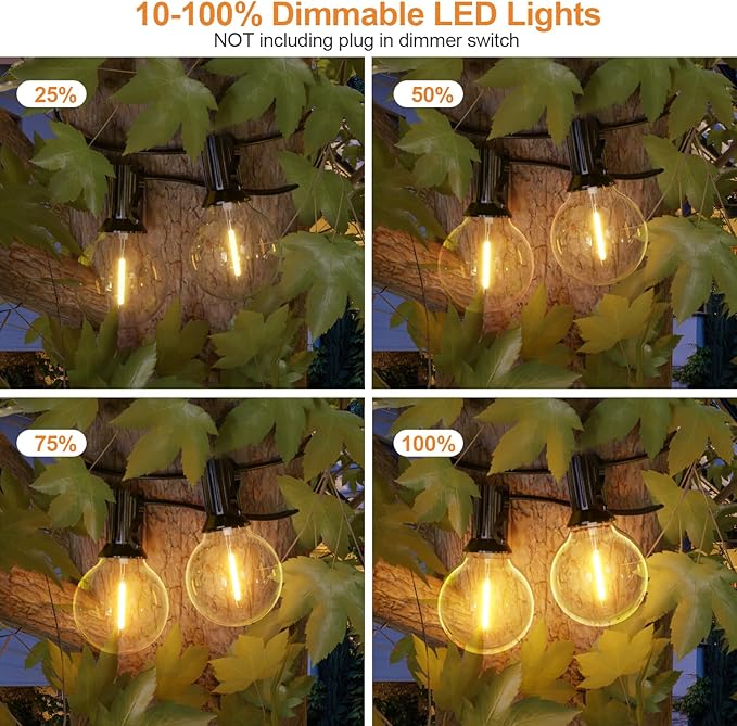 GPATIO 150FT Outdoor String Lights, Waterproof Patio Lights with 77 Dimmable Hanging Light Globe G40 Bulbs, 2700k Shatterproof Connectable for Backyard Gazebo Porch Outside Decor