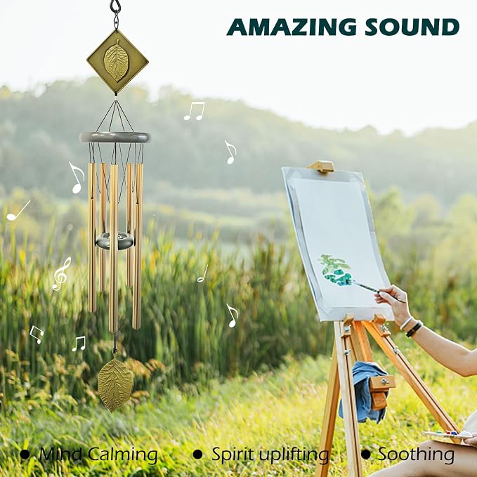 Wind Chimes for Outside,32" Memorial Wind Chimes Create a Zen Atmosphere for Outdoor,Garden Patio Yard Decor Christmas Ornaments Lucky Gift for Women/Mother/Mom/Father/Unisex(Bronze)