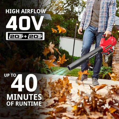 PowerSmart 40V Leaf Blower Cordless, 650CFM 150MPH Performance with 2 x 2.0Ah Batteries & Chargers Included,Powerful Blowers for Lawn Care, Patio, Dust, Blowing Leaves and Dust