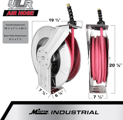 Milton 2751-3514SS: Stainless Steel Hose Reel W/ 1/4" X 35' Ulr Hose (1/4" Fittings)