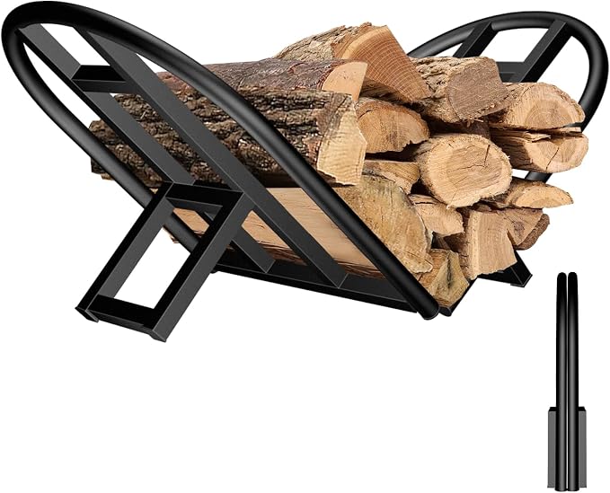 Lilybud--lily Firewood Rack Outdoor Indoor, Foldable Wood Rack Metal Firewood Holder Indoor Small Log Wood Storage Fireplace Log Holder for Firepit Stoves