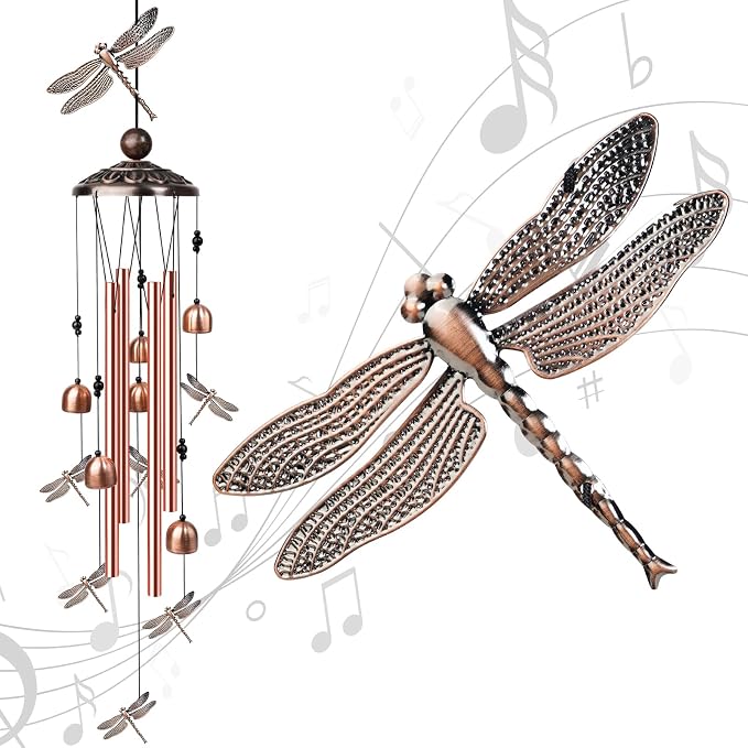35" Dragonfly Wind Chimes Outdoor Dragonfly Gifts for Women/Men/Mom/Grandma Birthday Gifts Memorial Gift Metal WindChimes for Outside/Indoors, Home, Lawn, Porch, Patio, Garden Decor, Yard Decorations
