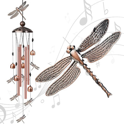 35" Dragonfly Wind Chimes Outdoor Dragonfly Gifts for Women/Men/Mom/Grandma Birthday Gifts Memorial Gift Metal WindChimes for Outside/Indoors, Home, Lawn, Porch, Patio, Garden Decor, Yard Decorations