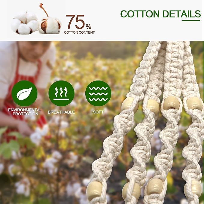 IGaiety Macrame Plant Hanger 5 Pcs Indoor Outdoor Hanging Plant Holders Handmade Plant Hangers Cotton Rope Planters with 5 Pcs Ceiling and S Hooks for Small Plants Pots Boho Home Decor