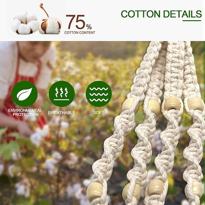 IGaiety Macrame Plant Hanger 5 Pcs Indoor Outdoor Hanging Plant Holders Handmade Plant Hangers Cotton Rope Planters with 5 Pcs Ceiling and S Hooks for Small Plants Pots Boho Home Decor