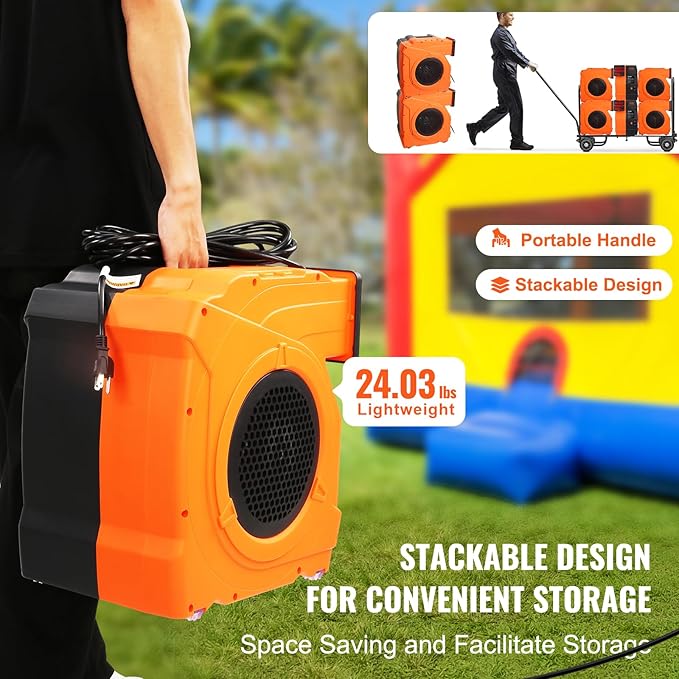 VEVOR Inflatable Blower, Electric Air Blower, Bounce House Blowing Pump, Commercial Corded Fan Pump for Castle Wate Slides Water Slide Bouncy Castle