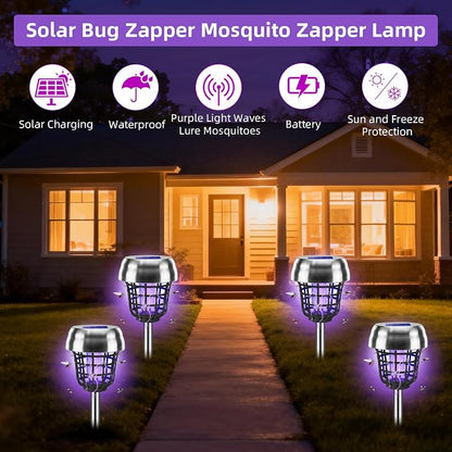2026 New Solar Bug Zapper Outdoor, Mosquito Killer, Fly Traps Gnat Zapper for Small Flying Insect Bug Fly Gnat, IP65 Waterproof Mosquito Repellent for Patio Yard Garden Farm(4)