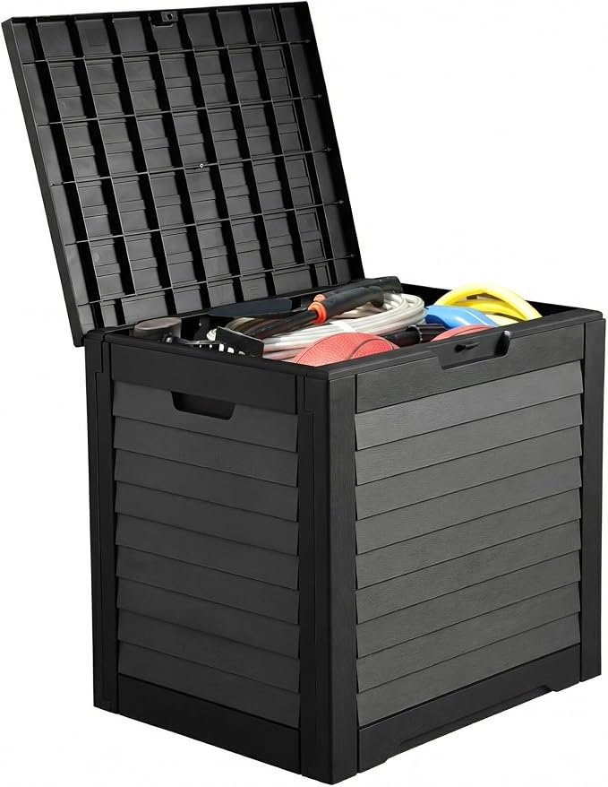 YITAHOME 35 Gallon Outdoor Storage Box | Waterproof Resin Deck Box and Package Delivery with Lockable Lid for Patio Furniture Cushions, Pool Accessories, Garden