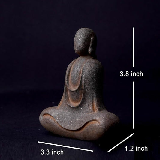 Faceless Buddha Statue - Solid Cast Iron Buddha Figurine, Indoor Outdoor Zen Decor for Spiritual Room Meditation