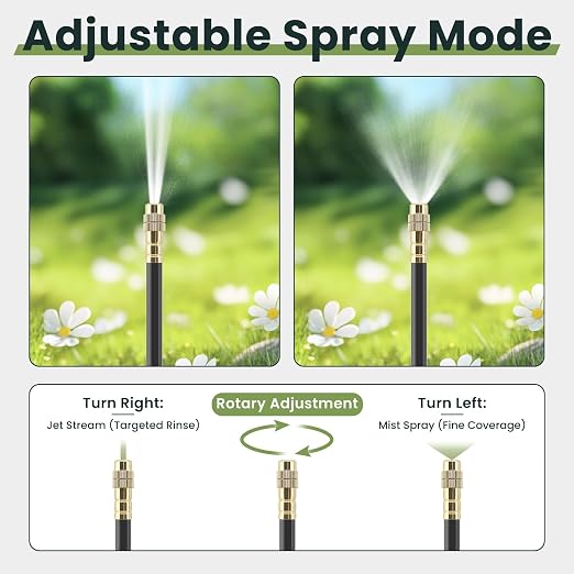100FT Automatic Drip Irrigation Kits with Water Timer - Garden Watering System with 360° Bendable Spray Adjustable Copper Atomizing Nozzles for Yard, Lawn, Raised Bed, Greenhouse, Potted Plants