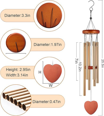 Wind Chimes for Outside – 25.5" Aluminum Windchimes Outdoors for Garden, Patio Decor, Memorial Gifts for Mom, Sympathy Gift for Loss of Loved One, Sister Gifts for Birthdays, Mother's Day(Gold)