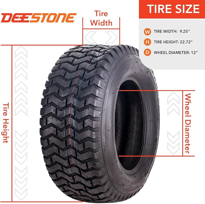 Deestone 23x9.50-12 D265 Lawn & Grass Tire – 88A3 – 4 Ply T/L – Multi-Traction Pattern