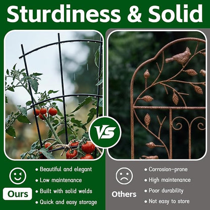 Thealyn 4 Pack 43" Metal Plant Trellis for Pots & Garden Beds, Rustproof Support for Indoor Outdoor Climbing Plants, Vines, Flowers, Fan Shaped, Black