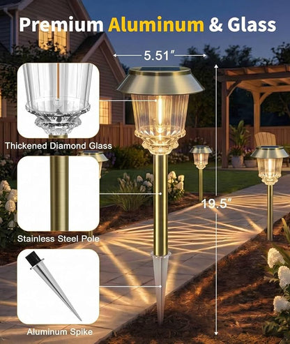 XMCOSY+ 4 Pack Solar Outdoor Lights, 40LM Dimmable Bright Garden Lights Solar Powered, Outdoor Solar Lights for Yard Landscape Lighting Driveway Walkway Path